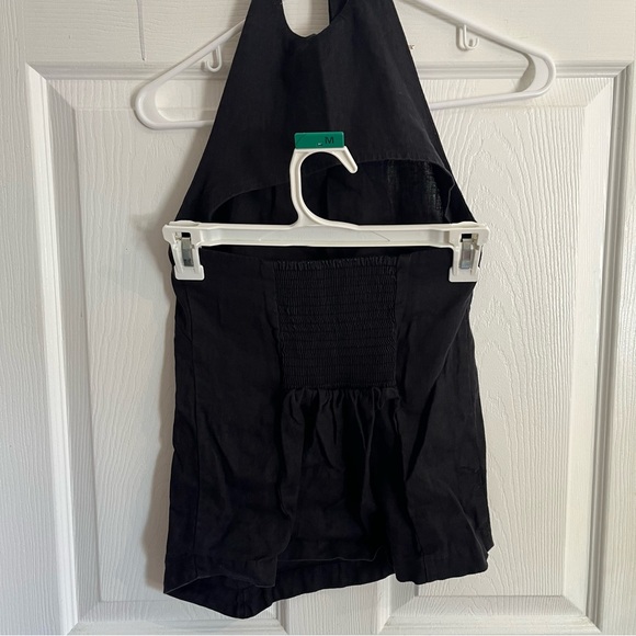 Anthropologie Maeve Black 100% Linen High Neck Asymmetrical Halter Top XXS - Picture 6 of 8